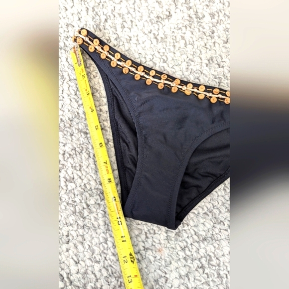 NWT Womens (Size Medium) Black Tube Top Bikini With Shell Buttons & Gold Accents - Picture 9 of 16